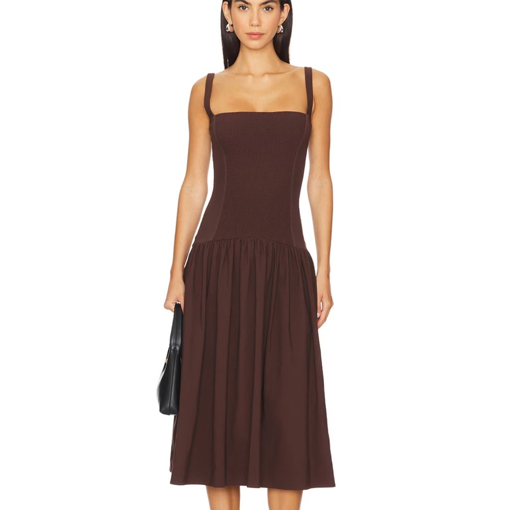 WeWoreWhat Smocked Drop Waist Midi Dress - Ivory - Picture 2 of 4
